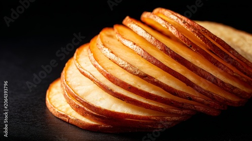 Sliced Potatoes on Dark Background for Culinary and Food Themes