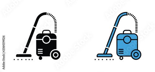Vacuum Cleaner Icon in Line Style for Household Cleaning, Home Appliances, Sanitation, and Editable Vector Illustration.