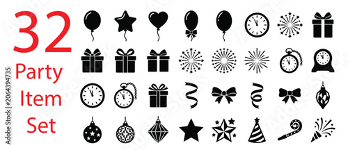 Obraz na płótnie 32 party item vector silhouette