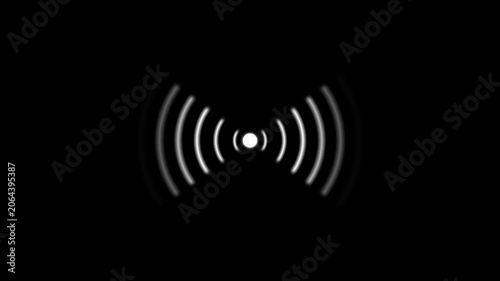 Pulsing wi-fi signal animation on black background, for digital connectivity, and network communication concepts
