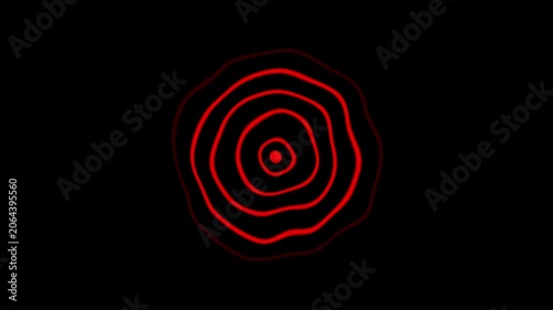 Red pulsing concentric circles abstract motion background