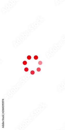 Red circular loading spinner animation on white background, minimalist digital progress indicator