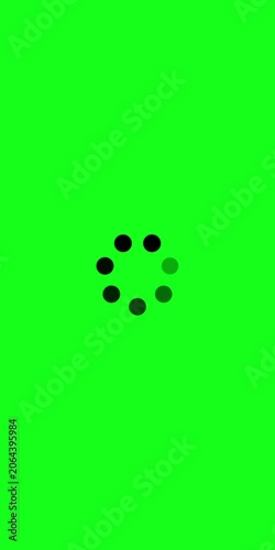 Rotating loading spinner on green screen background, for easy chroma, key compositing progress indicator