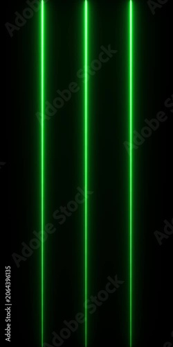 Neon green vertical light beams pulsing abstract background, loop, dynamic glowing, laser lines motion, for technology and, cyber themes