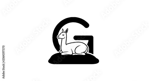 Minimalist Llama Logo Design with Letter G.