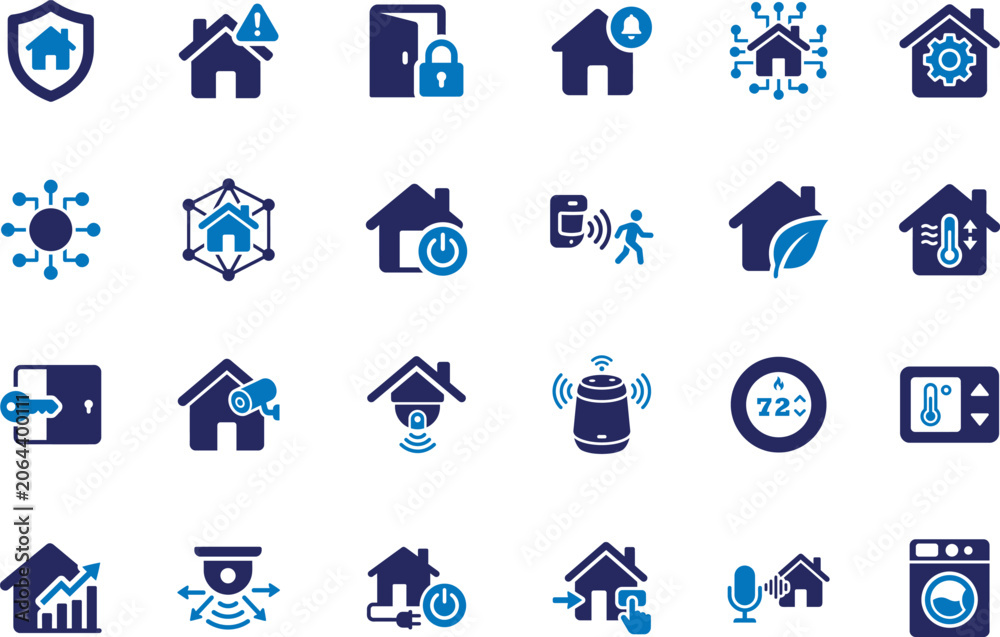 Fototapeta premium Smart home security and automation icons