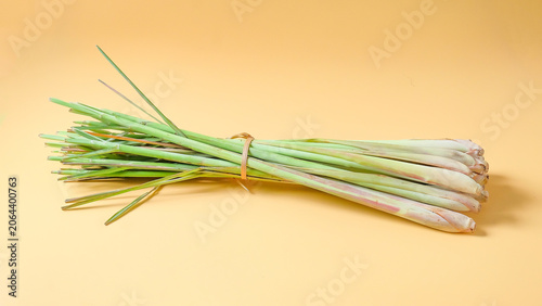 lemon grass with leaf  on color background.