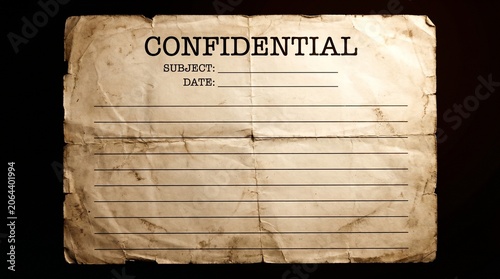 Confidential Document With Lined Paper Aged And Wrinkled Texture