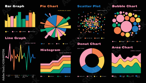 Maximalist Chart Set Vector: 8 Data Visualization Charts