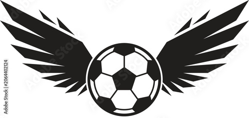Soccer Ball Silhouette Vector – Winged Sports Emblem Icon