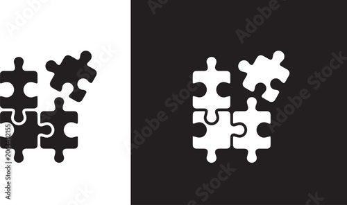 Foto Two pieces of jigsaw puzzle or autism puzzle piece symbol flat vector icon for a