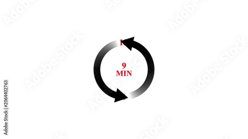 Circular loading animation with spinning arrows and time indicator footage.