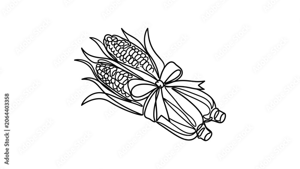 Obraz premium Harvest Corn Stalks Tied with Ribbon