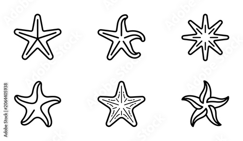 Konstfotografi Starfish Icons Set: Marine Life Vector Graphics, Ocean Creatures Collection, Nau