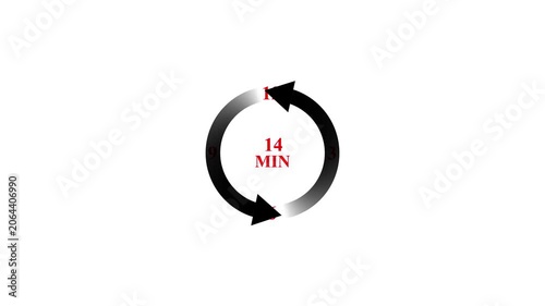 Circular loading indicator with arrows and minutes for loading process.