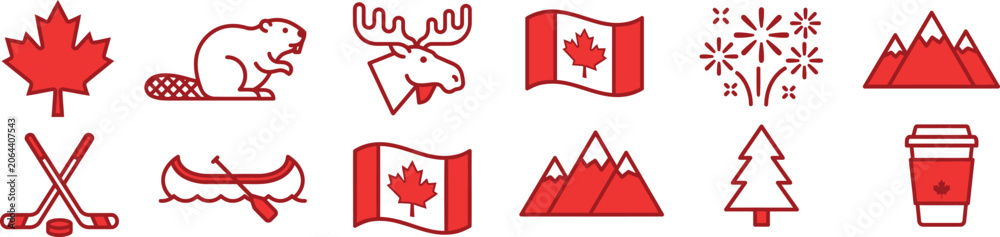 Obraz premium Canadian symbols and icons