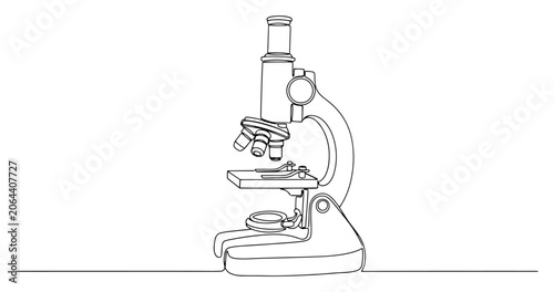 Фотография Laboratory optical microscope scientific equipment drawn in minimalist single co