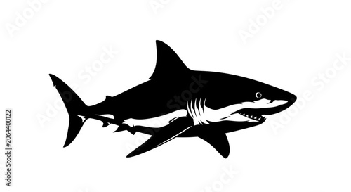 Fotografija Black shark silhouette swimming right