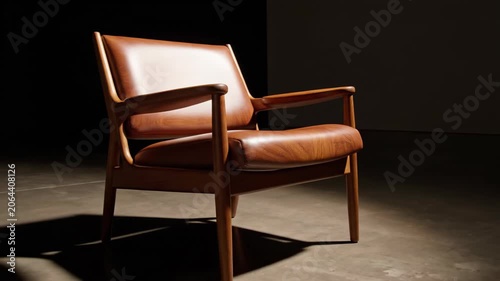Close up of leather armchair in dramatic low light