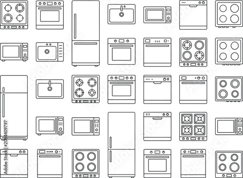 Photos Top view CAD kitchen appliance block library for interior design