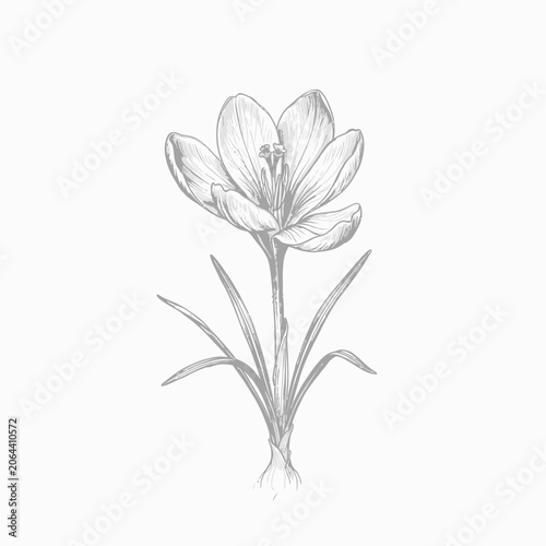 Detailed drawing of a single flower.