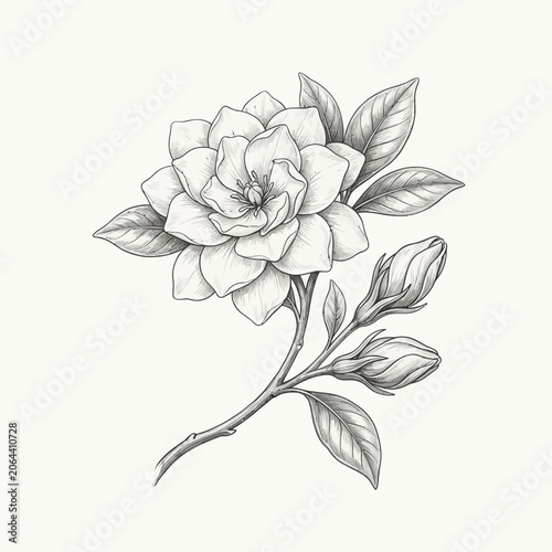 Detailed drawing of a single rose.