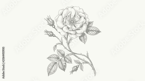 Detailed drawing of a single rose.