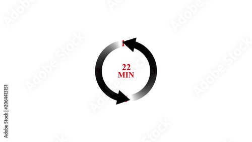 Circular progress indicator with rotating arrows and time countdown animation.