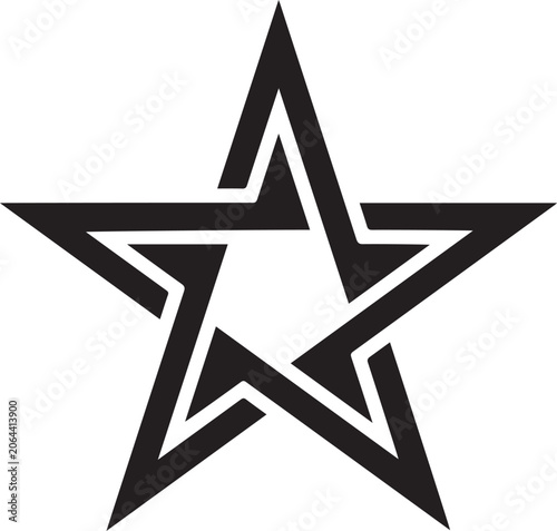 Black geometric five-pointed star icon vector, abstract shape element design isolated.