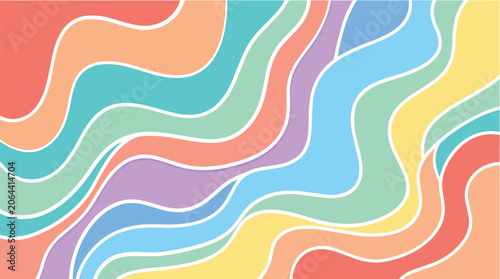 Bild auf Leinwand Vibrant wavy lines create a colorful abstract illustration