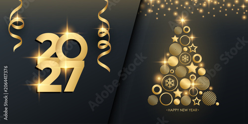 Canvas Print 2027 Happy New Year holiday banner