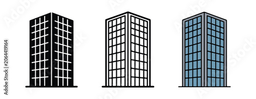 office skyscrapers with glass windows and steel frames  different styles and colors  architectural design elements  urban landscape  business buildings