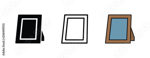 picture frames in black brown and white on white background