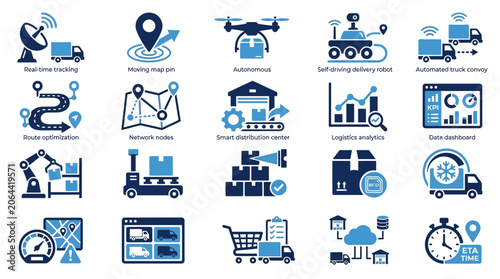 Industrial Technology Business Icons Set.