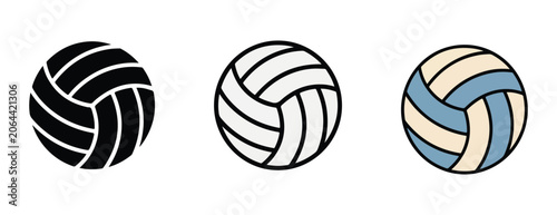 volleyball icons in different color schemes on a plain white background for sports and recreation design elements