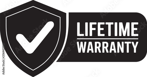 Fotografie lifetime warranty vector icon shield checkmark guarantee badge quality assurance
