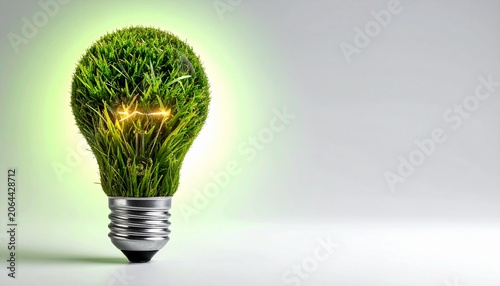 Eco Light Bulb with Grass and Sun Inside