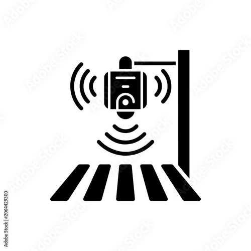 Autonomous traffic monitoring sensor and camera at pedestrian crossing
