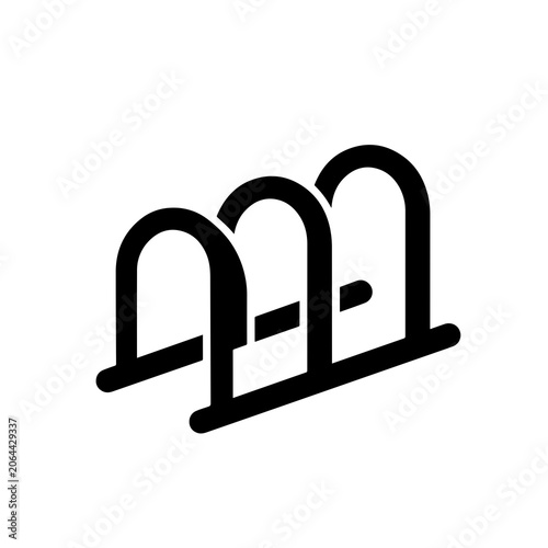 Metal bike rack stand outdoor infrastructure icon with infrastructure, mobility