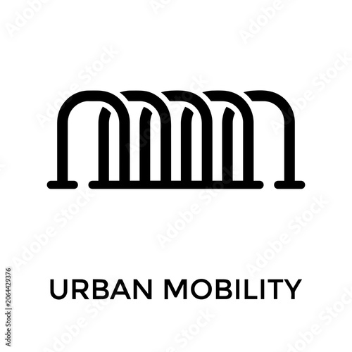 Urban mobility bicycle parking rack icon with mobility infrastructure facility