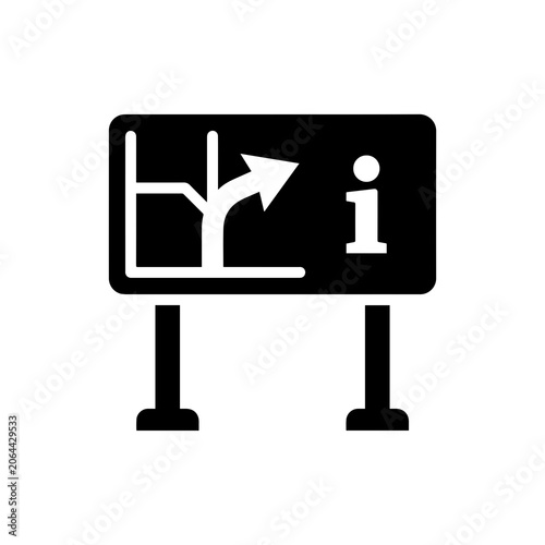 Information road sign icon with directional map route arrow, information