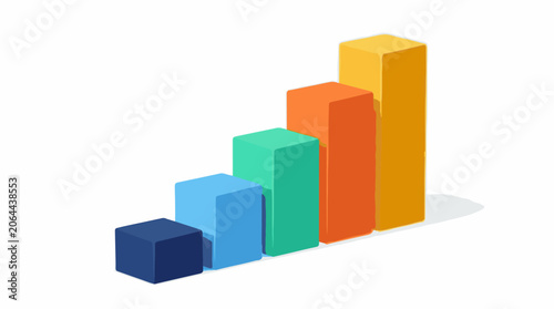 A 3D bar graph with four bars in different colors