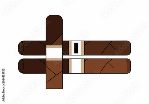 A colorful illustration of four cigars crossed