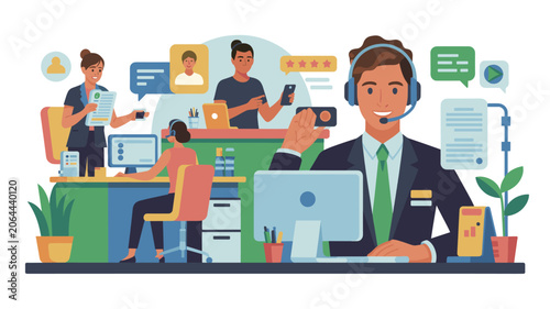 Customer Service and Support Team Illustration