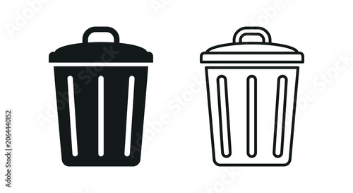 Quadro su tela Trash Can Silhouette In Two Styles Black And White Outline