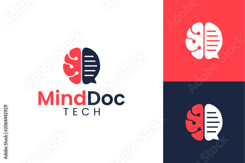 Slika na platnu combination brain and document logo simple
