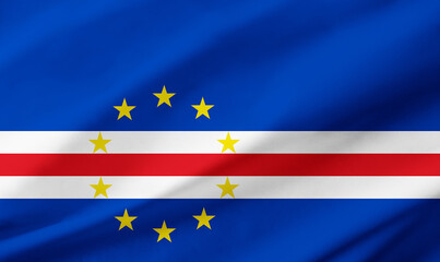 Cape Verde flag background with waving fabric texture