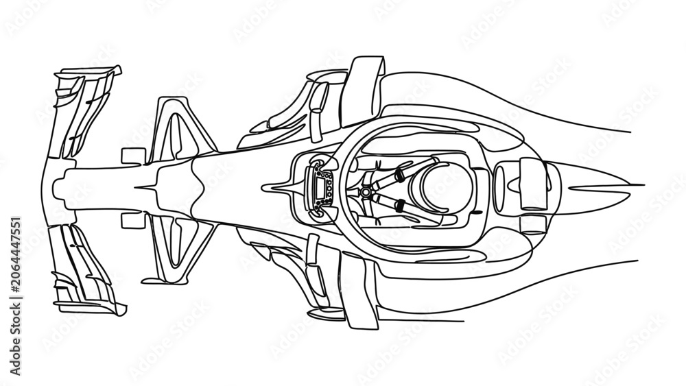 Naklejka premium Top View Blueprint of a Formula 1 Race Car