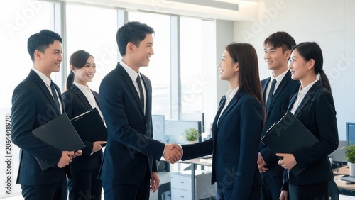 Business people in office handshake