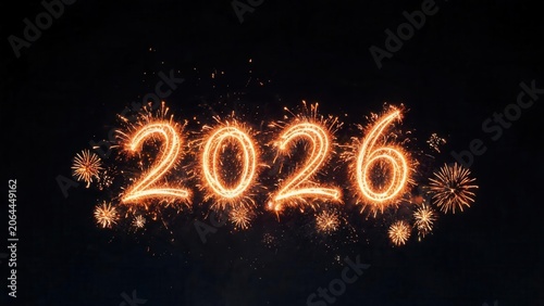 Fireworks spelling out 2026
